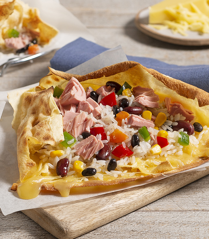 Pane carasau gustoso con formaggio e Insalatissime Piccantina