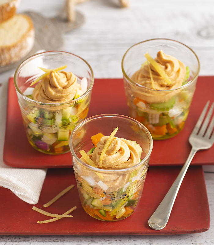 Mini tartare di verdure croccanti con Paté Rio Mare Salmone Rosa